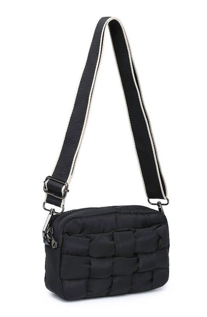 MINI WOVEN CROSSBODY PUFFER BAG