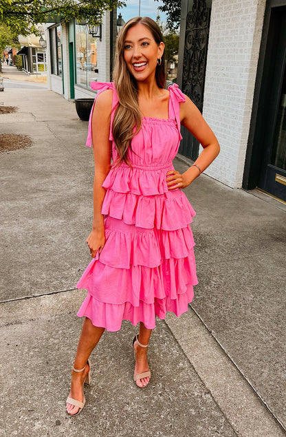THE RAVEN TIERED MIDI DRESS