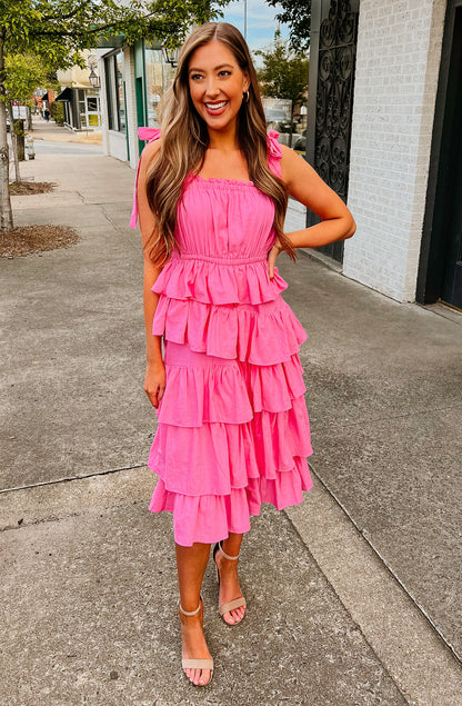 THE RAVEN TIERED MIDI DRESS